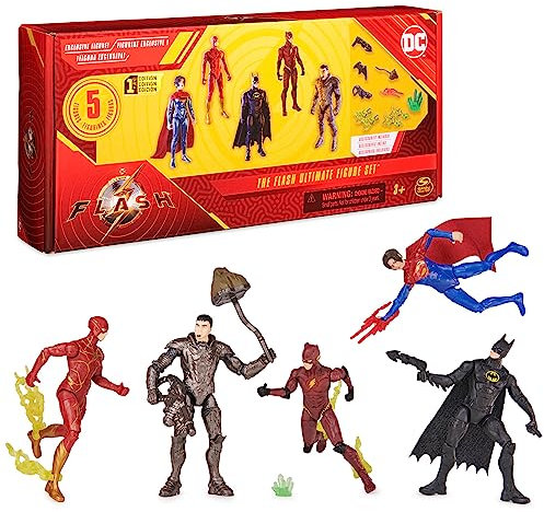 DC Comics, The Flash Ultimate Figure Set (Amazon Exclusive), 5 Action Figures with Accessories, 4-inch Collectible Kids Toys for Boys and Girls 3+