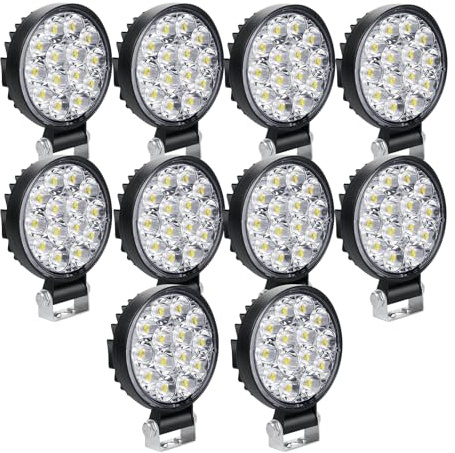 SKYWORLD 10 st 8.3 cm 42W LED-arbetslampa, strålkastare, LED-ljusstång, 4200LM offroad körljus, vattentäta-dimlampor för lastbil, fyrhjulsdriven bil båt ATV UTV SUV 4WD 12V 24V