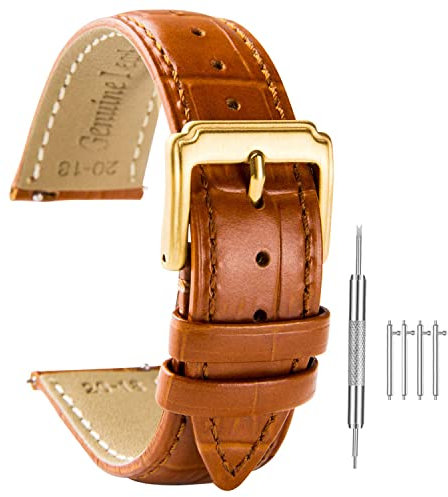 Spolife Universal-Lederarmband mit Schnellverschluss 18mm/20mm/22mm – Unisex Damen/Herren(mit Werkzeug )