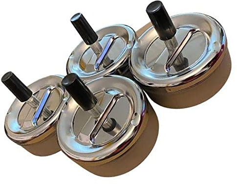 Set con 2 posacenere girevole in acciaio inox per esterni, con coperchio, posacenere antivento