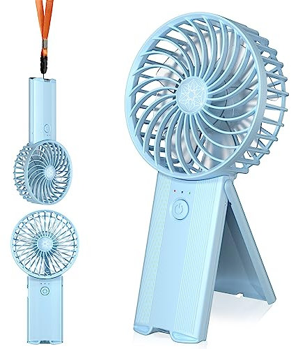 Tragbarer Ventilator, 4-stufig einstellbare tragbare batteriebetriebene Ventilatoren, USB-aufladbarer Tischventilator, bis zu 15 Stunden Handventilator für Reisen, Büro, Outdoor, Frauen und Männer