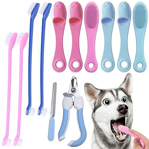 DKDDSSS 10PCS Cepillo Dientes Perro, Cepillo de Dientes para Perros, Cepillos de Dientes de Silicona, Cepillo de Dientes para Dedos para Perros, Cuidado de los Dientes de Perro y Gato