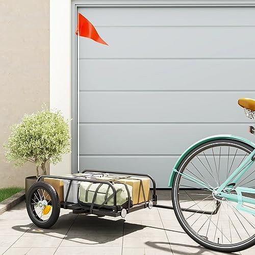 ShGaxin Cykel Trailer Järn Svart 122 x 53 x 31 cm, Hundcykeltrailer, Lastcykel Trailer - 94201