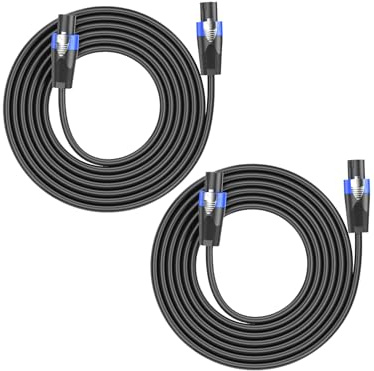 2-pack 2M Speakon till Speakon kabel 15AWG 2-ledig CCA PA-högtalarekabel | Hi-Fi ljudkabel med Twist Lock-kontakt, Speakon högtalarkabel, professionell boxkabel för förstärkare, Home, DJ/PA