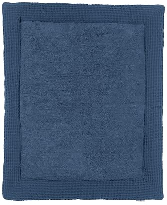 MEYCO Laufgittereinlage - 80x100 cm - Waffel Teddy Fleece - Krabbeldecke & Spielmatte - 100% Baumwolle - Oeko Tex Zertifiziert - kuschelig weich - Uni - Blau