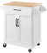 Yaheetech Kitchen Storage Trolley on Wheels With Bamboo Worktop, Rolling Kitchen Island Cart With Towel & Spice Rack for Dining Rooms, White