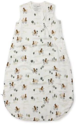 Loulou Lollipop Wearable Baby Sleep Bag 0.5 TOG Muslin, 2-Way Zipper, Lightweight & Breathable, Spring & Summer Sleep Sack for Infant & Toddler, Bears on Bikes 6-18 Months