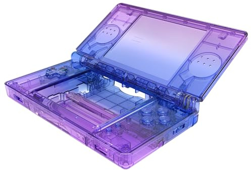 eXtremeRate Coque Remplacement Complète pour Nintendo DS Lite, Coque pour Nintendo DS Lite Console Portable avec Bouton de Remplacement Transparent Dégradé Bleu-Violet, Console Non Incluse