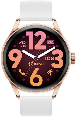 ICE-WATCH - Ice Smart 3.0-1.2 Rose-Gold White AMOLED GPS - Montre connectée Ronde Rose-Gold pour Femme avec Bracelet en Silicone - 025104 (1.20 Pouces)