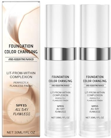 Foundation Color Changing, Flawless Colour Changing Foundation, fonde naturalmente con la pelle, fondotinta idratante a lunga durata, fondazione liquida senza pori, con SPF 15