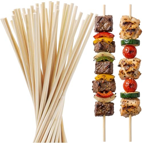 Natural Bamboo Smores Sticks (50 Pcs), 12Marshmallow Roasting Sticks, Extra Long 5MM Thick Heavy Duty Wooden Smore Stick for Open Fire Pits Roaster Barbecue Hot Dog Camping Kebab Sausage
