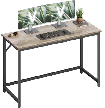 VASAGLE Computer Desk, Office Desk, 120 x 50 x 76 cm | For Study, Bedroom, Living Room, Heather Greige and Matte Black, BARNET Collection LWD039B02