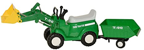 Skyteam Farm Tractor with Big Scoop and Removable Trailer Ride-On | Free wheeling| Realistic Engine Sound,Green, Large