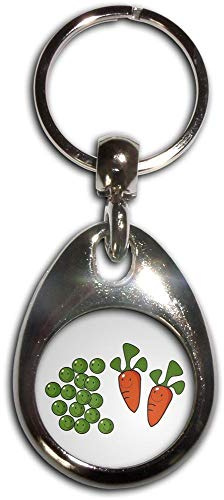 Peas and Carrots - Chrome Tear Drop Shaped Double Sided Key Ring