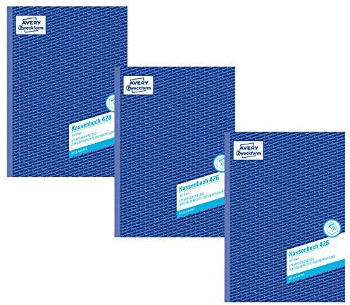 AVERY Zweckform 426 Kassenbuch (A4, nach Steuerschiene 300, 100 Blatt) weiß (3er Pack / A4 100 Blatt)