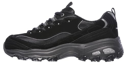 Skechers D'Lites Biggest Fan Regular, Zapatillas, Mujer, Black Trubuck Mesh Trim, 37