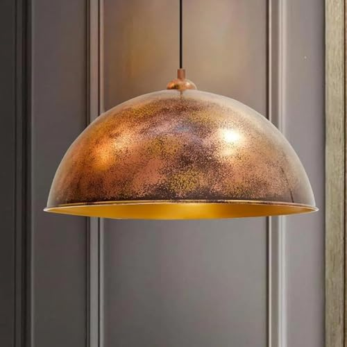 bamyum Lámpara Colgante Grande, Lipeo, Mesa de Comedor Cocina Metal Ø50 cm Estilo Nordico Iluminación E27 Lámpara de Comedor Lámpara de Techo Sala de Estar Lámpara de Cocina Vintage - Tono Cobre