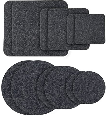 12 Black Felt Coasters - Absorbent Drink Coasters, DIY Set (Round, Square) - 4/6/8 Inch