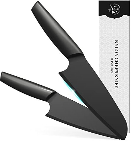 Nylon-Messer, 2-teiliges Kunststoff-Küchenmesser für echtes Kochen und Schneiden von Pizza, Kuchen, Brot, Obst, Gemüse Langlebiges Nylon-Küchenmesser für Kinder