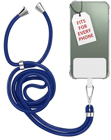 MyGadget Cordino Universale con Linguetta in Nylon per Cover di Smartphones - Corda | Catena compatibile con Custodia di Cellulari - Blu Scuro