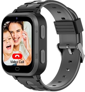 Beafon, Kids Smartwatch SW2, Kidswatch, SOS Notruftaste-Notruffunktion, SOS Sicherheitszone, Touch Display 1,7 Zoll (4,32cm), Sprachanruf, Videoanruf, 4G, Farbe schwarz-grau, IP X7