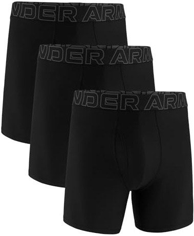 Under Armour Men's Performance Tech Boxerjock Brief Underwear, 6 Inseam, All-Day Comfort & Ultra-Soft, 3-Pack, Black Solid, X-Large