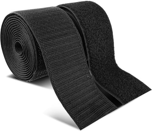 Bewudy 2Inch Wide Sew On Hook and Loop Strips, 6 Ft Nylon Strips Fabric Fastener Interlocking Tape Industrial Strength, Heavy Duty Strips Hook and Loop Tape for Clothing Sewing DIY Projects(Black)