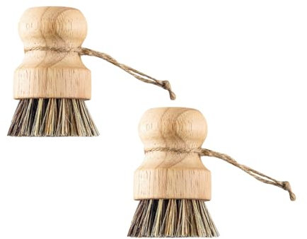 2 Pezzi Spazzola Da Cucina In Legno Con Palma Spazzole Per Piatti In Bambù Legno, Durevole Per La Pulizia Di Stoviglie, Pentole, Verdure, Lavelli, Forni