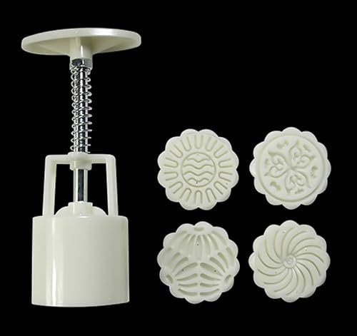Luminexia Mondkuchenform Mooncake Mold Press,Mid-Autumn Festival Handpress Moon Cake Form Mould 4-teilige Keksstempel zum Backen von DIY-Kuchen,Plätzchen,Keksen,Dessert,Mooncake-Form,50 g/100 g