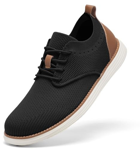 SHULOOK Atmungsaktive Sommerschuhe Herren Leichte Walkingschuhe Sommer Business Schuhe Casual Moderne Breeze Sneakers (Schwarz 44)