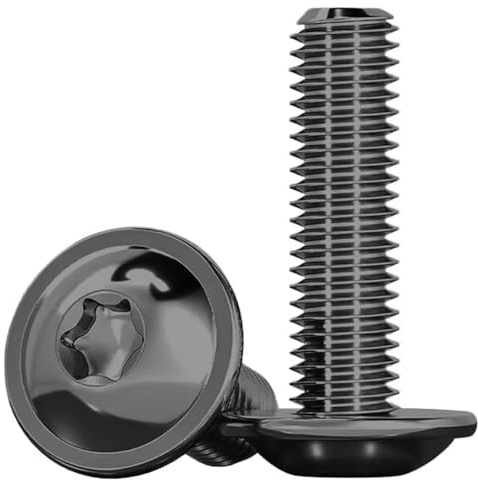 Drenky Viti M8 Testa Bombata Viti Torx Nero 10 Pezzi, M8x30mm Viti A Testa Piana Con Flangia ISO 7380-2 Viti A Macchina Acciaio Inox A2 V2A Viti a Testa Bombata, Completamente Filettate
