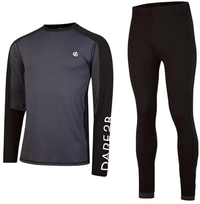 Dare2B Mens Exchange Baselayer Leggings with Advanced Q-WIC+ Technology, Perfect for Wintersports & Outdoors Black Grey