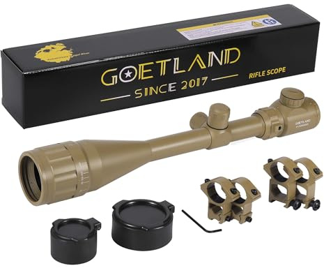 Goetland Rifle Scope 6-24x50 AOEG Red Green Illuminated Rangefinder SFP Ring Mounts for Air Gun Airsoft Crossbow Hunting Tactical