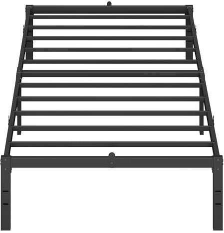 VASAGLE Einzelbettgestell, Bett, 90 x 200 cm, Metallbett, Bettrahmen, Unterbettaufbewahrung, modern, Gästebett, einfacher Aufbau, tintenschwarz RMB132B01