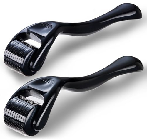 2PCS 1mm&1.5mm Derma-Roller for Hair Face Skin,Microneedling Roller Beard Growth Kit Derma-Roller with 540 Needles for Men Women