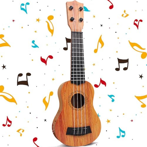 38cm Ukelele de Juguete para Niños, Guitarra Infantil, Soprano Juguete, Guitarra Ukelele, Juguete Musical de Guitarra con 4 Cuerdas Ajustables, para Principiantes, Niños