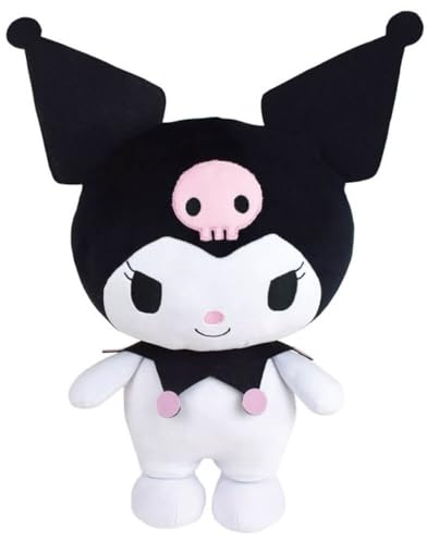 Jemini | Peluche Kuromi 40 cm | Coussin Moelleux Noir et Blanc | Doudou Bébé Lavable | Licence Officielle Sanrio | Jouet d'Éveil Kawaii Dès la Naissance | Idée Cadeau Enfant Anniversaire Noël | 024567