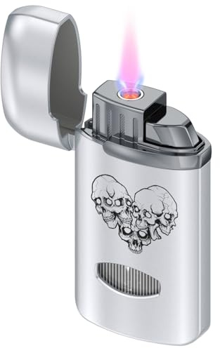 CLICKON Jet Frame Lighter, skull lighter,Windproof Butane Refillable Lighter, Sold Without Gas