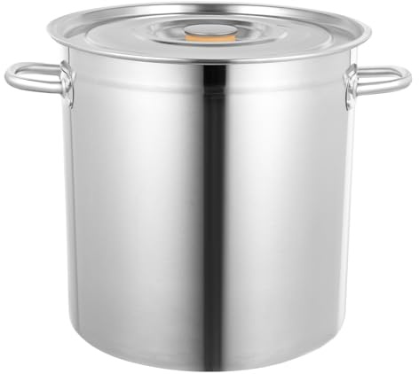 Stainless Steel Stockpot, 30 Quart Large Cooking Pots, 35L Cookware Sauce Pot with Lid, Heavy Duty Commercial Grade Stock Pot for Large Groups and Events