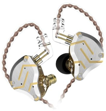 Goshyda Trådbunden Hybriddrivarhörlur Djup Bas Hög Upplösning för Sportentusiaster med Löstagbar Kabel och Mikrofon, 1DD+4BA 3,5 Mm Metall HiFi In-ear-hörlurar för Musikälskare (Ingen Mic)
