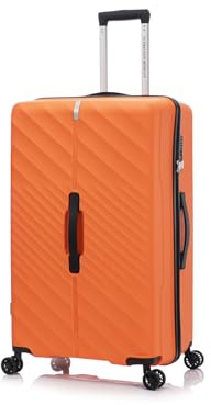 Preston Morgan Large Suitcase Polypropylene Super Lightweight Durable Hard Shell Trunk Luggage on 4 Dual Spinner Wheels and Built-in TSA Lock (Orange, 134Liters)