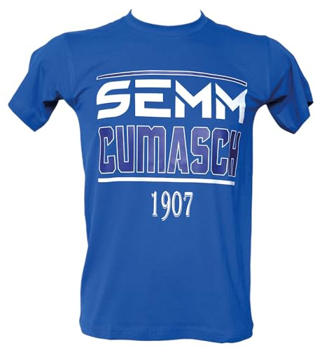 Generico Semm Cumasch 1907 T-Shirt, Blu, Maglietta Sportiva con Grafica per Tifosi del Como, Taglia da Adulto (IT, Testo, M, Regular, Regular)