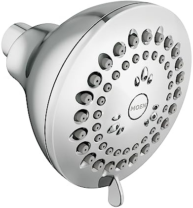 Moen Adler Chrome 3.5-Inch 4-Function Showerhead with Various High-Pressure Options, Pressure Boosting Shower Head, 23026
