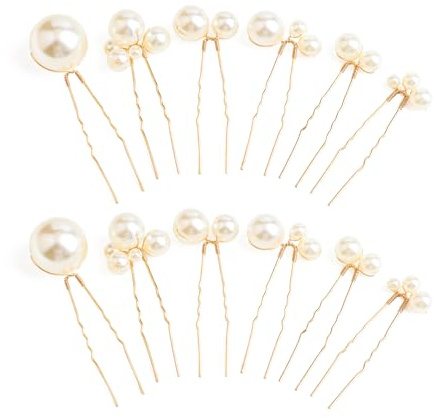 Sppry U Shaped Pearl Hair Pins for Wedding, Elegant Updo Hair Accessories for Bridal or Women, Set of 12 (Gold)