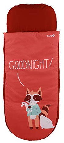 Safety 1st GoDodo Cama portátil infantil, con cama hinchable y saco de dormir, para niños hasta 8 años, Rojo