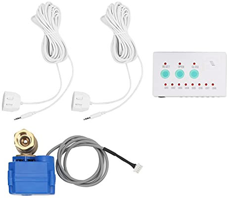 Sensor de fugas de agua 1 válvula Detector de fugas de agua de 2 vías Alarma audible de detección de desbordamiento en el hogar(EU PLUG)
