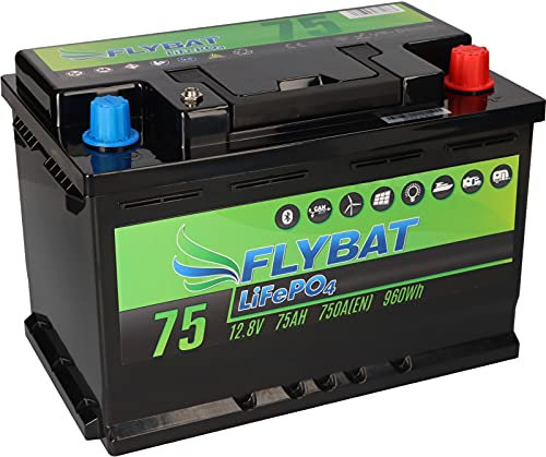 LiFePO4 Akku 12V (12,8V) 75Ah inkl. Bluetooth und CanBus Versorgungsbatterie für Boot | Yacht | Caravan | Wohnmobil | UVM.