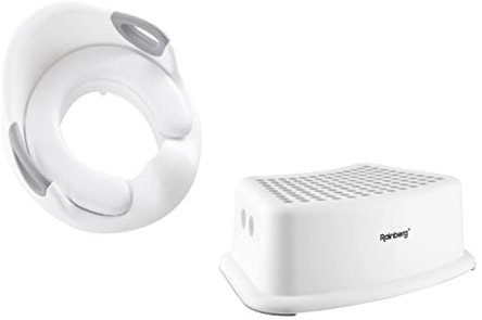 Rainberg Toddler Toilet Training Seat with Step Stool, Handles, Anti-Slip Surface, and Lightweight, Portable Design for Kids Potty Training