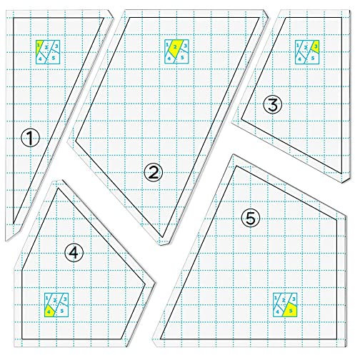 Qeunrtiy 5 Teiliges Quilt Schablonen Set, NäHen Maschinen Lineal, Mach Es Selbst Hand Patchwork Lineal, Vorlagen, Quadratische Vorlagen