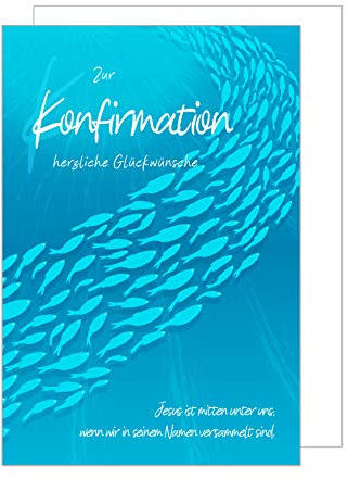 Edition Seidel Premium Glückwunschkarte zur Konfirmation mit Umschlag. Konfirmationskarte mit Spruch Karte Grusskarte Wasser Fische Junge Mädchen (KF301 SW023)